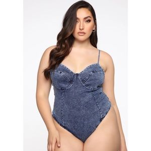 Fashion Nova-It’s A Long Shot Bodysuit-3X-Blue Denim